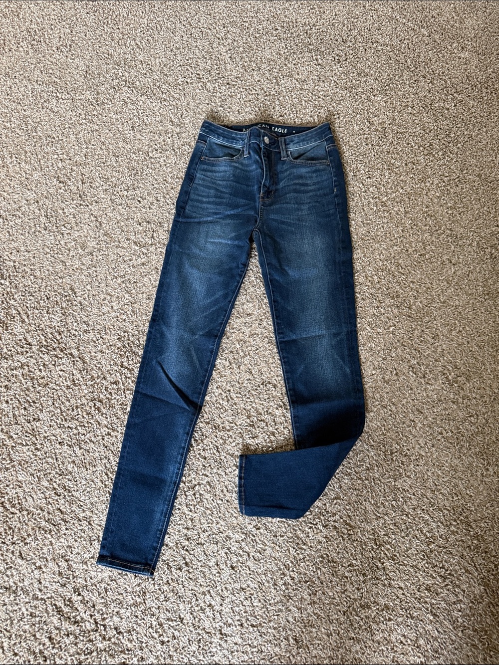 American Eagle Outfitters Super High Rise Jeggings Skinny Jeans - Dark Blue Wash